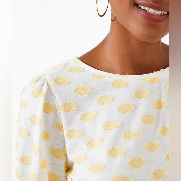 NWT! LOFT Clip Dot Peplum Top - Picture 3 of 7